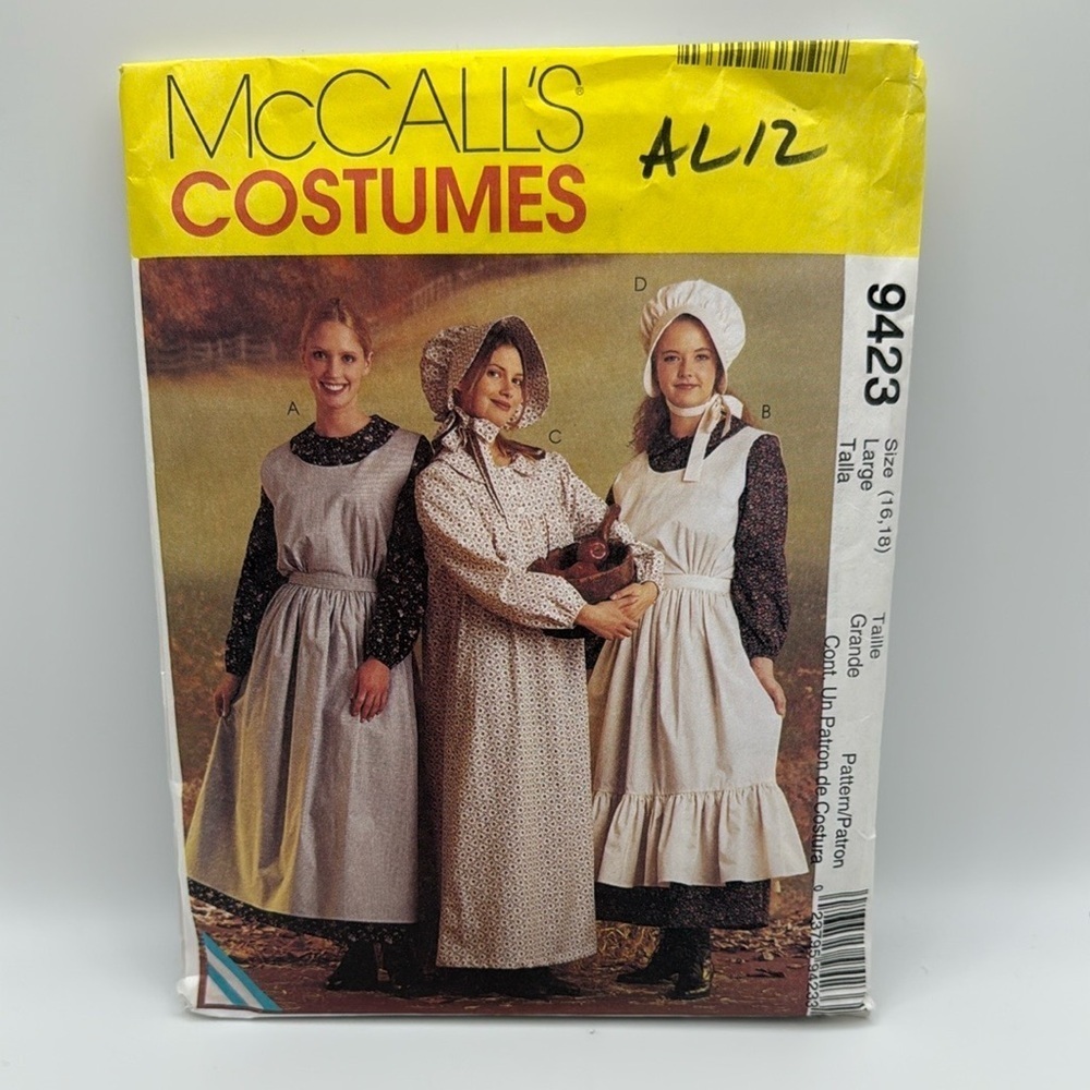 McCall's Pioneer Costumes Pattern 9423 Size Large (16,18)